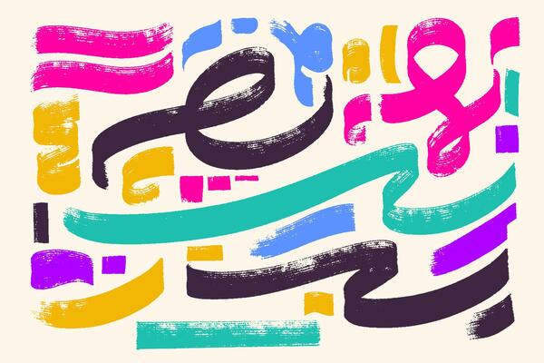 Abstract hand-drawn grunge elements. Textured linear element set. Abstract geometric shapes and bold brush lines collection.