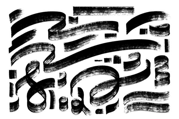 Abstract hand drawn grunge elements set. Textured linear element set. Abstract geometric shapes and bold brush lines collection.