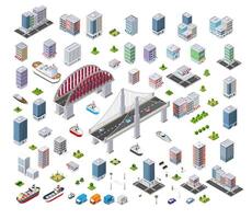 Colorful cityscape with buildings and bridges vector