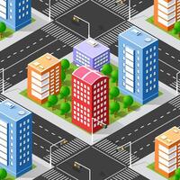 Colorful urban buildings with roads vector
