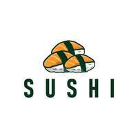 Sushi logo design as a typical Japanese food with an authentic and delicious taste, simple illustration vector