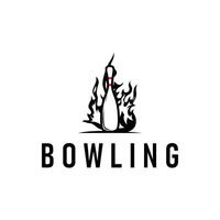 sport branch with bowling logo, simple minimalist black silhouette with bowling ball and pins, design illustration template vector