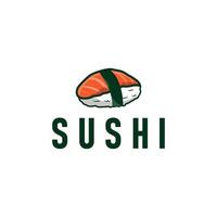 Sushi logo a typical Japanese food with an authentic and delicious taste, template illustration vector