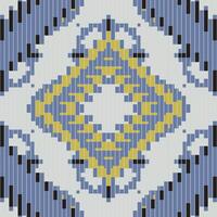 Geometric Pattern Ikat Pattern Dressfolk Embroidery, Aztec Geometric Ornament Print. Design for Carpet, Wallpaper, Clothing, Wrapping, Fabric vector