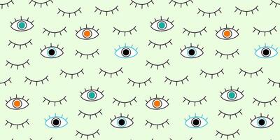 Eye doodle seamless pattern. Hand drawn doodle sketch simple background. Open, wink eyes minimal seamless pattern. Abstract pop beauty background vector