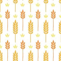 Wheat brush texture seamless pattern background. Hand drawn crayon brush abstract floral wheat seamless pattern. Floral abstract grunge hand drawn background vector