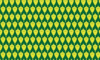 Floral pattern with yellow flowers and green striped background in vintage style vector