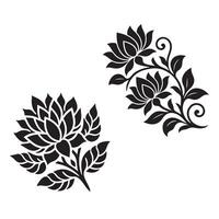 Set of Decorative Floral Elements on White Background vector