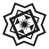 Black and white islamic Star of David symbol with geometric snowflake pattern and decorative elements vector