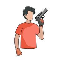 illustration of man holding gun vector