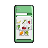 Marketplace online shopping vegetable and fruit vector