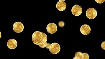 Animation of golden coins cascading against a black backdrop, creating a dynamic and visually striking effect video