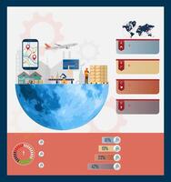 Logistics overview with global transportation elements vector