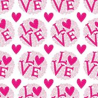 Seamless pattern with hearts and the words vector