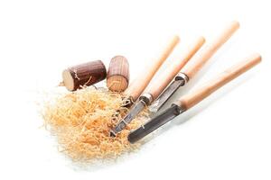 Workshop with tools on white background photo