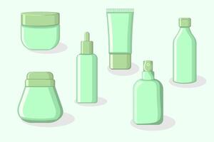 green and tea Skincare Product Mockup. Containers for Ads, Packaging Design, and Digital Marketing,Minimalist Skincare Packaging Template vector