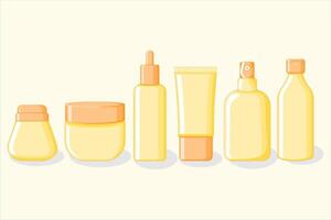 yellow Skincare Product Mockup. Containers for Ads, Packaging Design, and Digital Marketing, Minimalist Skincare Packaging Template vector