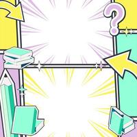 Colorful Comic Panel Template with Books and Speech Bubble. Versatile Layout for Creative Projects, vector