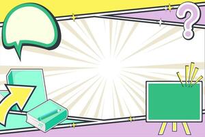 Educational Comic Frame with Speech Bubble and Arrow. Horizontal Template for Kids Content, Print, or Digital Media vector