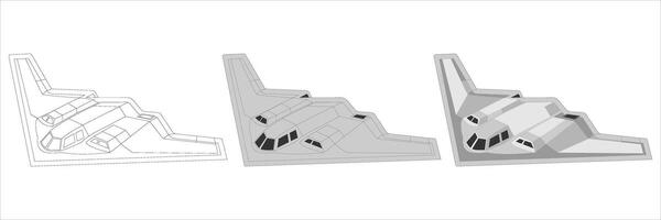 Isometric Combat Plane. B2 Bomber Perspective for Tactical Illustration vector