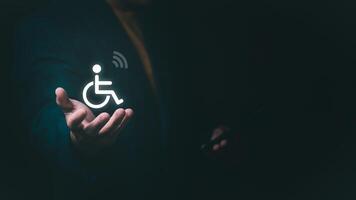 Technology for communication and business contacts in finance and investment for the disabled to facilitate work and life, technology for everyone photo
