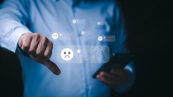 Customer service unsatisfactory business rating experience satisfaction survey concept Users rate service experience on online applications. online marketing and business processes photo