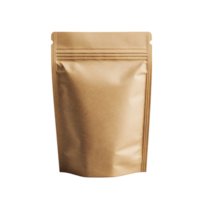 Kraft paper stand up pouch mockup isolated on transparent background png