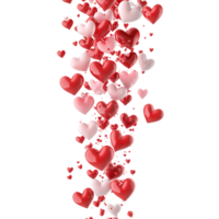 Falling red and pink hearts isolated on a transparent background png