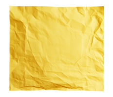 Bright blank yellow crumpled paper isolated on transparent background png
