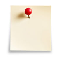 Blank light yellow paper note with red push pin isolated on transparent background png