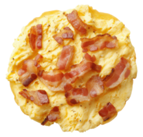 Scrambled eggs with bacon pieces isolated on a transparent background png