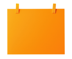 Blank orange paper sheet attached with adhesive tape pieces isolated on transparent background png