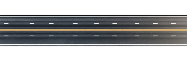 Multi lane asphalt highway isolated on transparent background, top view png