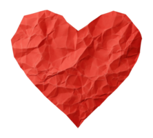 Textured red heart symbol with wrinkled paper effect isolated on transparent background png