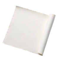 Unrolled parchment paper with torn edges isolated on transparent background png