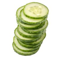 Stack of fresh cucumber slices isolated on transparent background png