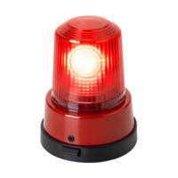 Red rotating warning light beacon with bright led light isolated on transparent background png