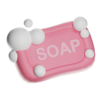 Pink soap bar with foam bubbles on transparent background png