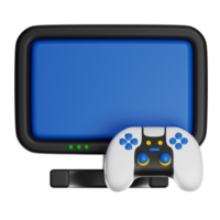 Gamepad leaning on a monitor with transparent background, playing videogames on a pc gaming setup png