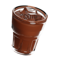 refrescante gelado chocolate beber dentro uma vidro com gelo cubos em transparente fundo png