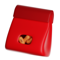 Red bag of peanuts on transparent background, perfect for snacking png