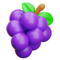 3d rendering cartoon bunch of grapes on transparent background png