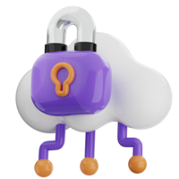 nuvem Informática trava 3d ilustração. Internet segurança ícone. png