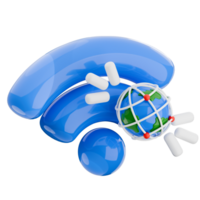 3D illustration of a wifi signal with a globe, symbolizing global connectivity. isolated 3d render icon. png