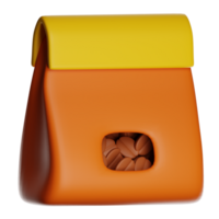 3d rendering orange coffee bean package with transparent background png