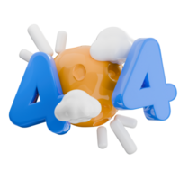 3D illustration of the error code 404. empty state isolated icon png