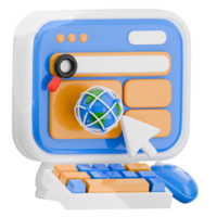 3d illustration internet isolated. computer illustration perfect for digital marketing or website design projects. png
