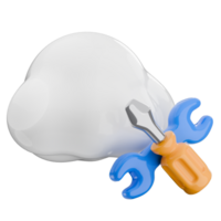 3D model of a cloud and tools, cloud optimization illustration. 3d render cloud settings isolated icon. png
