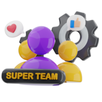 Team management 3d render illustration. business teamwork icon. png
