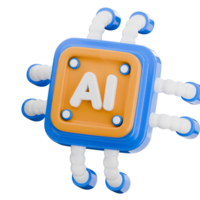 3D illustration of an artificial intelligence processor. 3d render machine learning chip isolated icon. png